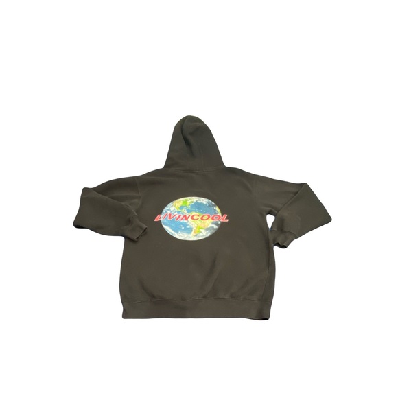 Livin Cool Logo Black Hoodie Sweatshirt Medium - Picture 2 of 5